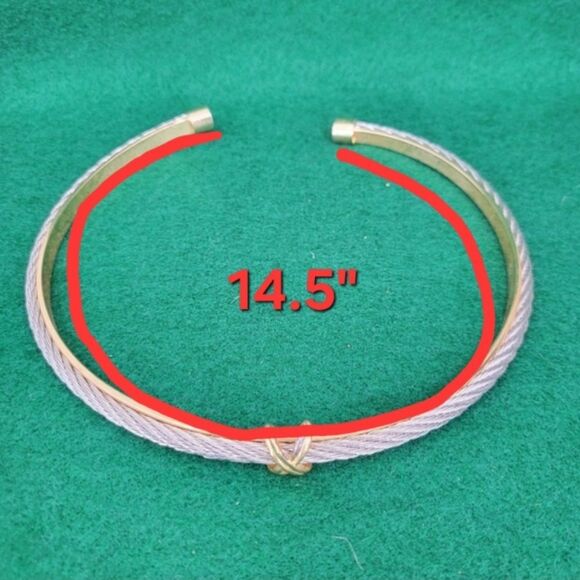 Vintage Two Tone Gold and Silver Choker Necklace - Picture 15 of 15